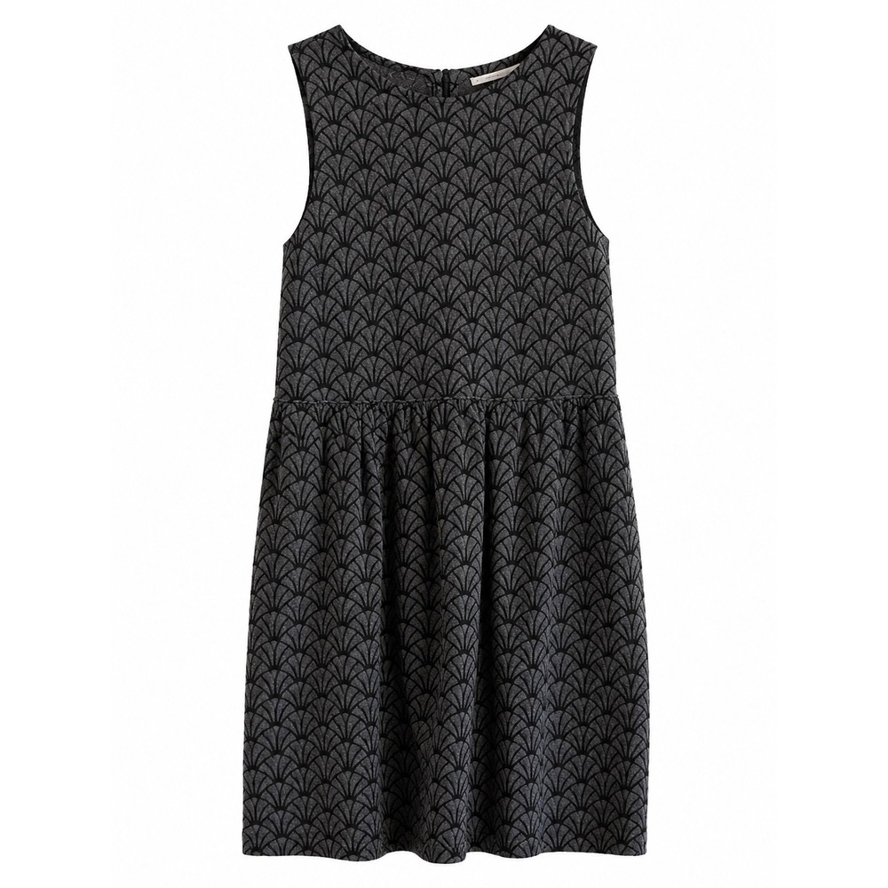 NWT LOFT Fit & Flare Dress Sz 8 Gray Black Geometric Print Cotton Blend MSRP $90
